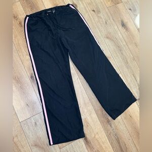 Tek Gear Black Track Pants with Pink Side Stripes – Size Large